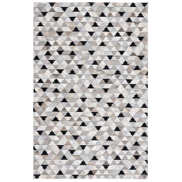 Safavieh 5 x 8 ft. Studio Leather Rectangle Flat Weave Rug Grey & Black STL230F-5 - main